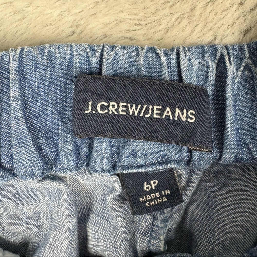 J. Crew Women Wide-Leg‎ Cropped Chambray Pants Pull On Coastal BeachyNautical 6P - Picture 6 of 11
